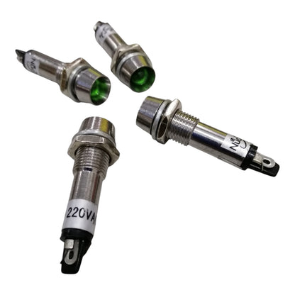 Metal Pilot Light 220V, Indicator Light Thread Diameter 7.6mm Green