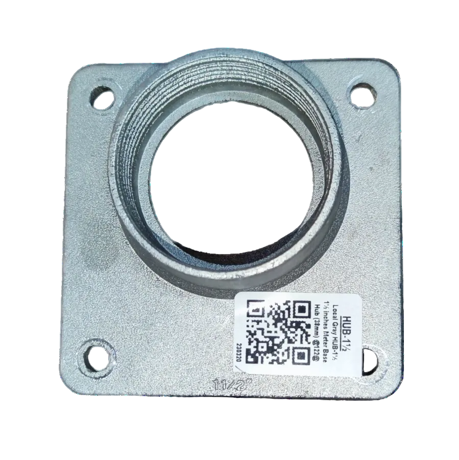 industrial meter hub 1.5 inch threaded square metal conduit hub with four mounting holes QR code label made in China