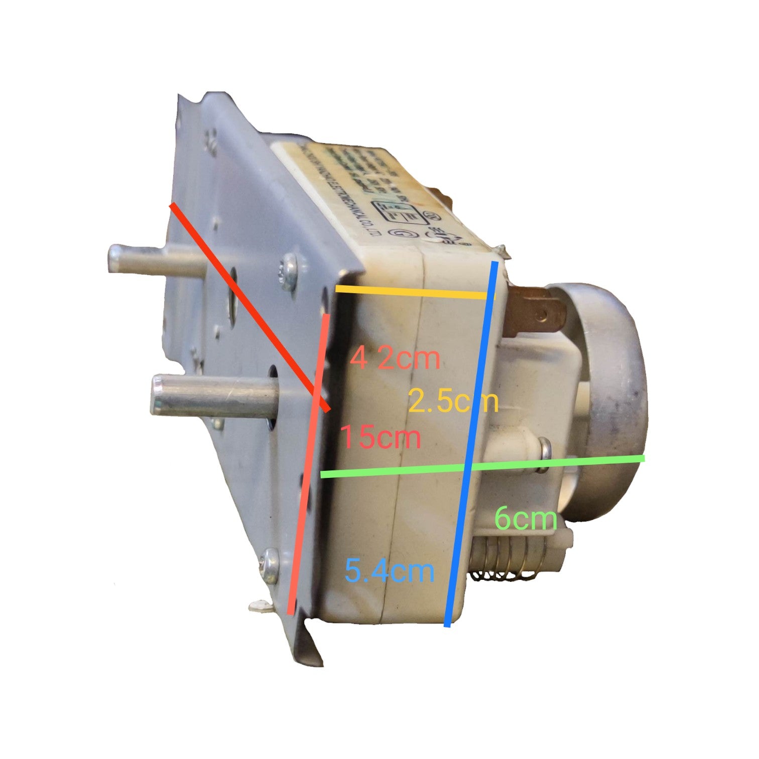 Mechanical component with labeled dimensions on a white background