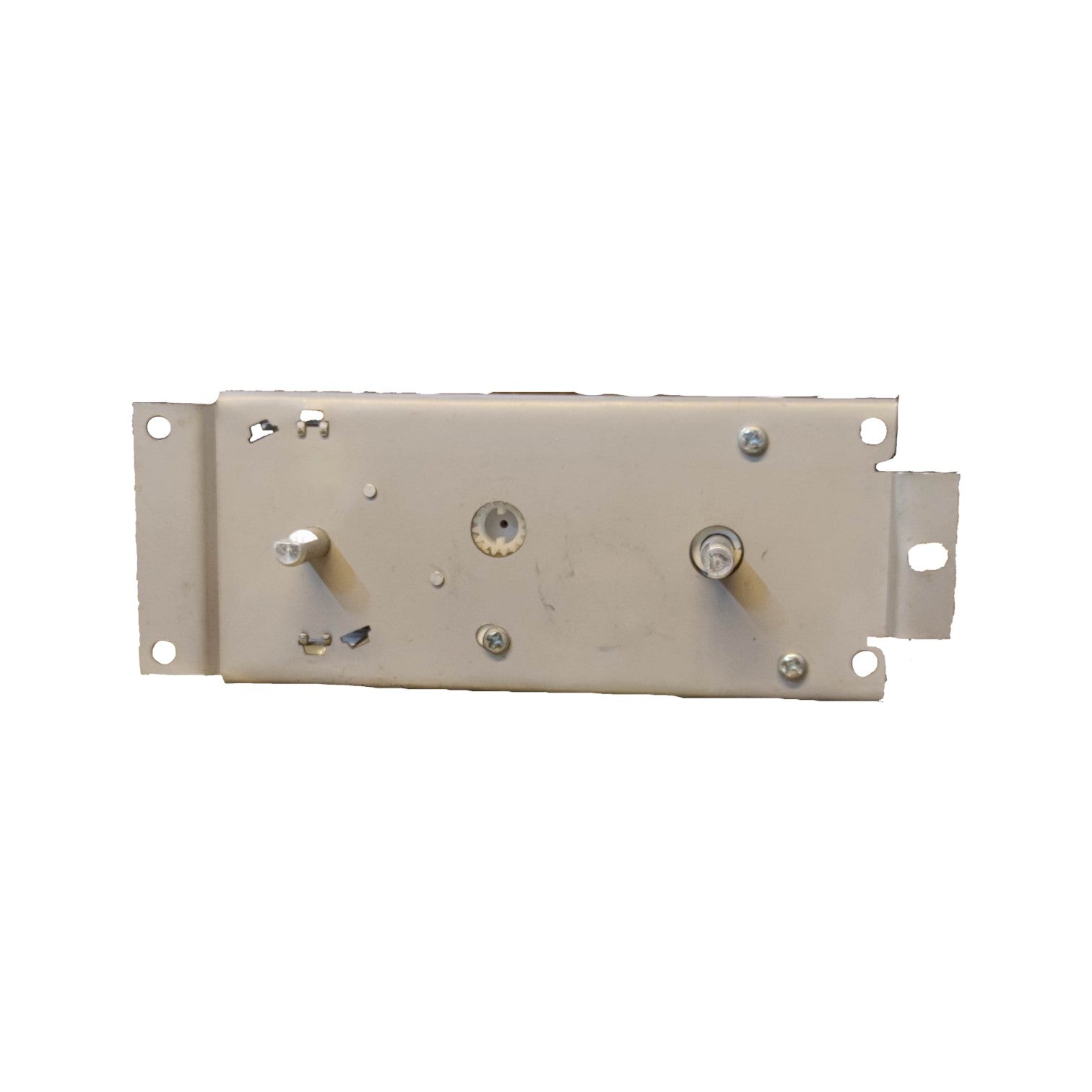 Metallic lock mechanism on a white background
