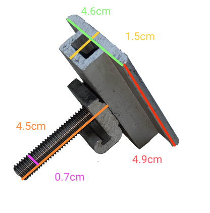 Middle clamp for solar panel bracket with precise measurements and sturdy construction for secure installation
