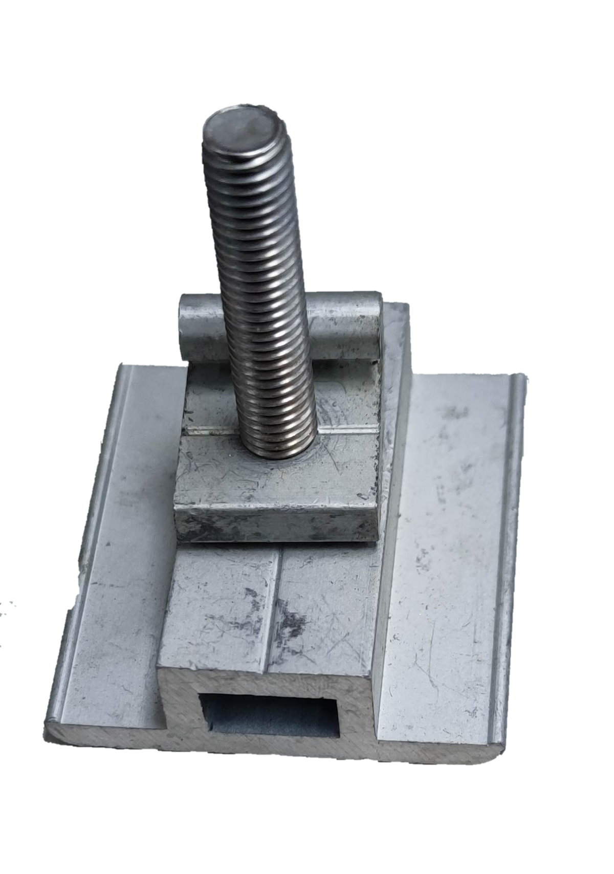 Middle clamp for solar panel bracket made of durable metal for secure panel installation