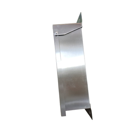 A brushed stainless steel metal panel or shield with mounting tabs, shown on a plain white background.