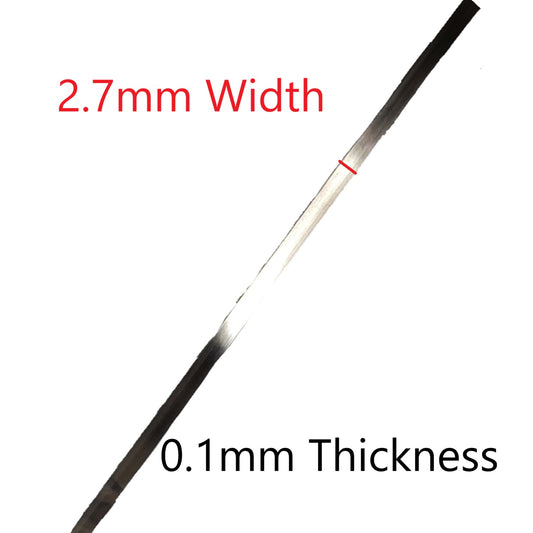A single thin strip shown diagonally on a white background with red and black text reading '2.7mm Width' and '0.