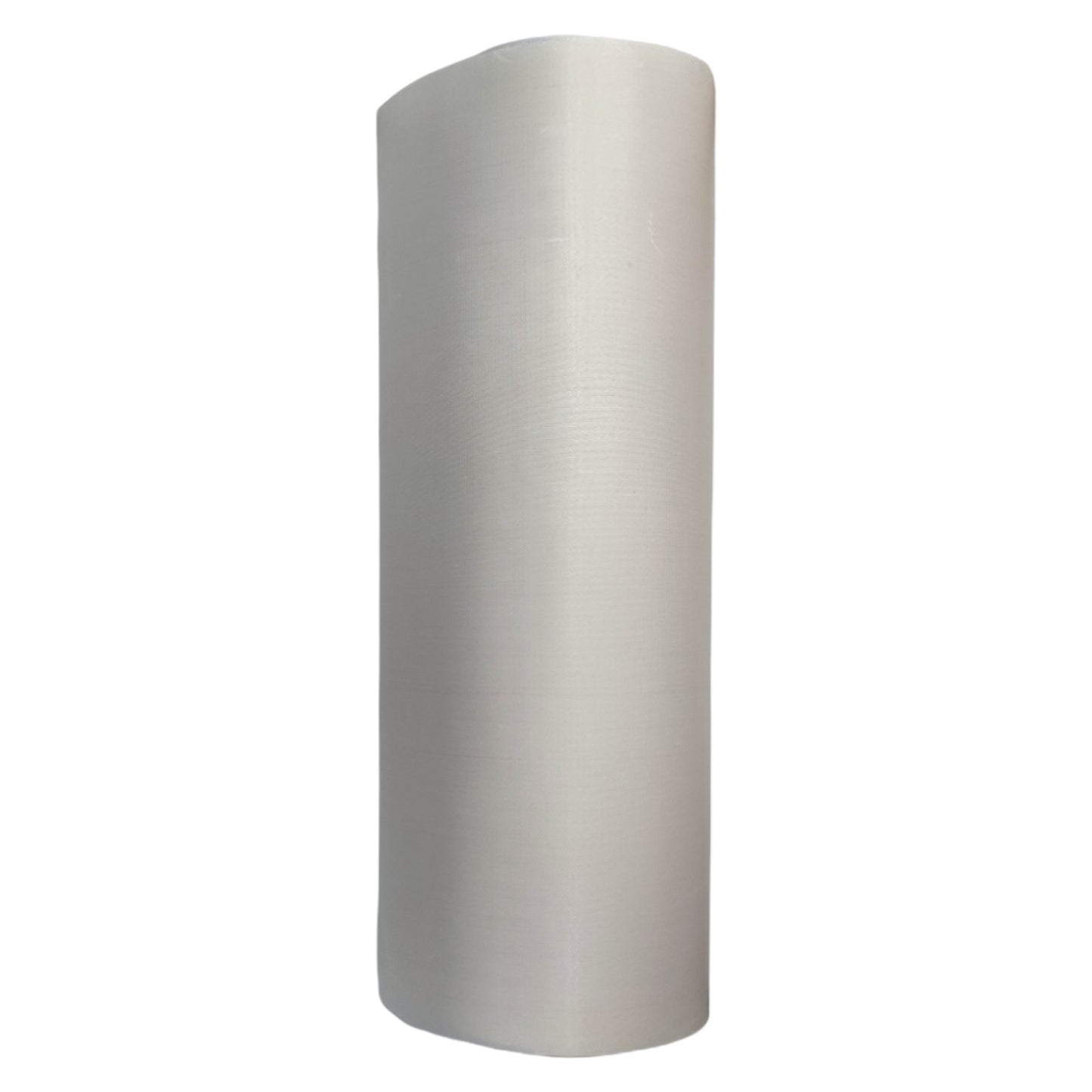 Silver cylindrical object on a white background