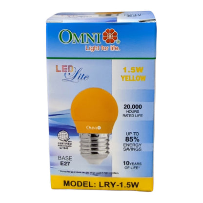 Omni 1.5W LED Lamp Colored Round Bulb E27 220V Blue Green Red Yellow
