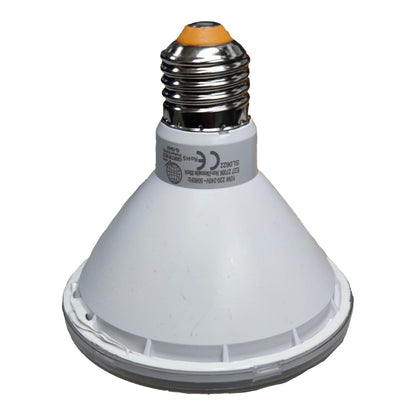 White high-intensity discharge (HID) light bulb on a white background