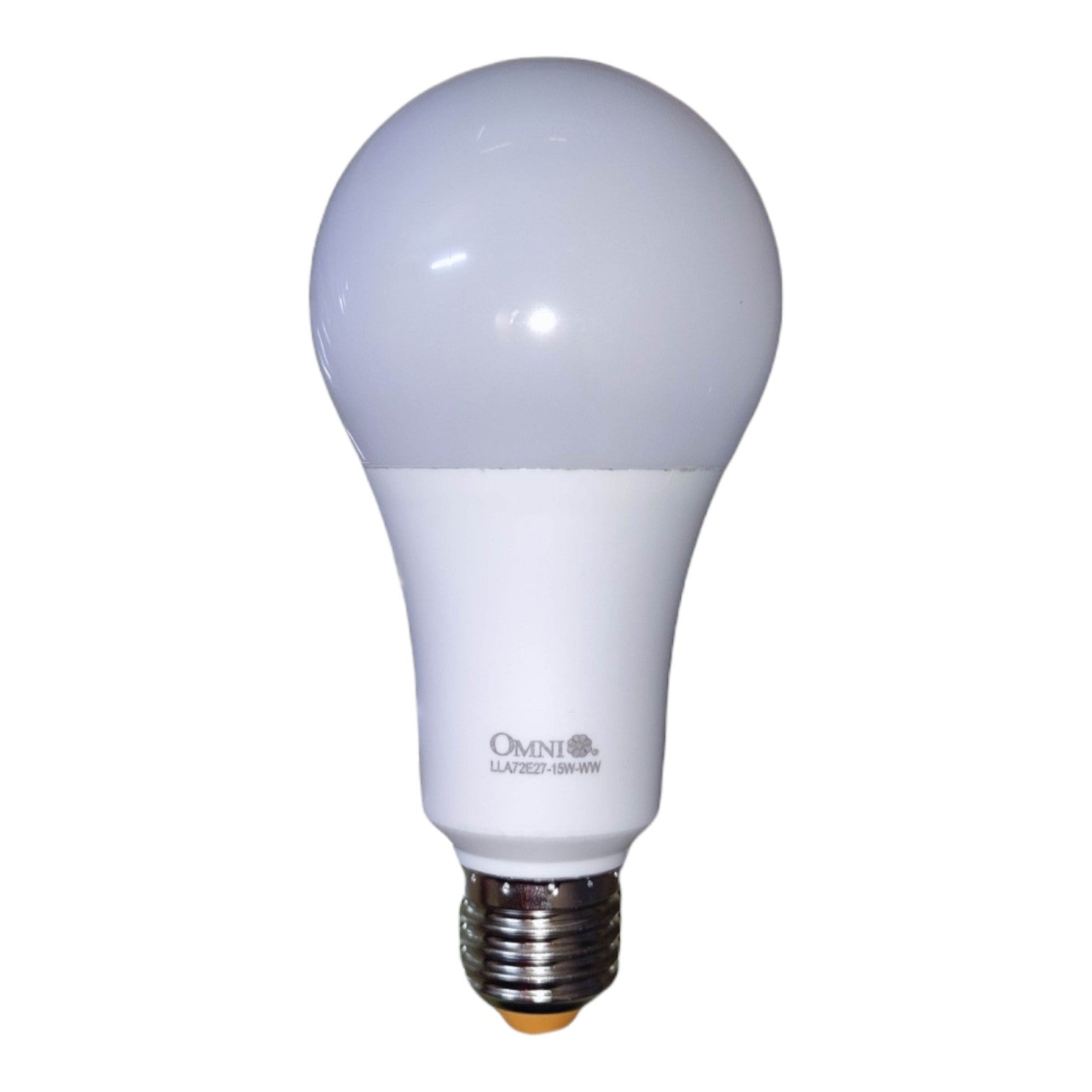 An A19-style LED light bulb with a frosted white glass globe and a white plastic neck, featuring the 'OMNI' brand name printed near the base, set against a plain white background.
