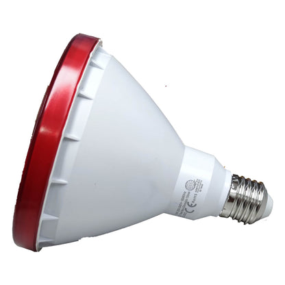 Red and white light bulb on a white background
