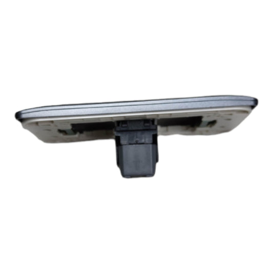 A replacement automotive rearview mirror assembly with a silver reflective plate and a black plastic mounting bracket, isolated on a white background.