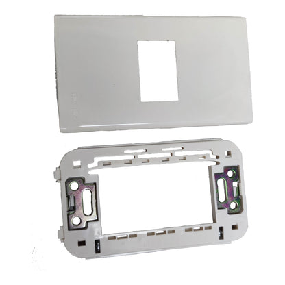 A replacement double-gang light switch panel with a white top cover and a gray mounting base, shown against a plain white background.