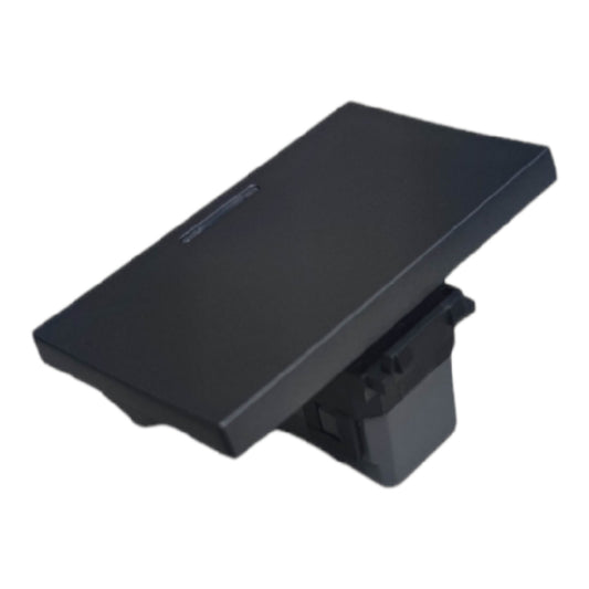 A black plastic mounting bracket or adapter plate with a rectangular top surface and a molded base, shown on a plain white background.