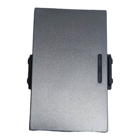 A rectangular gray textured panel or cover with black side clips and a small vertical black slot on the right side, shown against a plain white background.