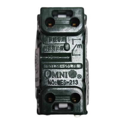A dark green Omni electrical terminal block connector, model WES-213, shown against a plain white background.