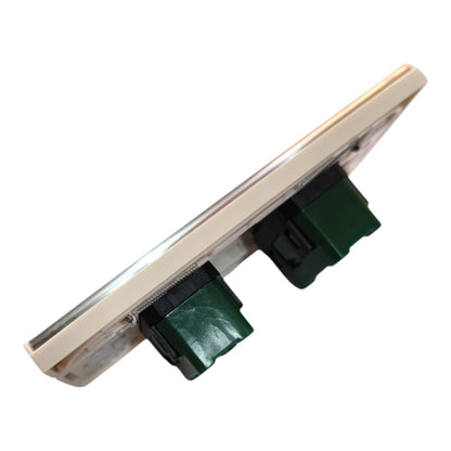 A replacement electronic component, likely a power supply or adapter module, featuring a beige plastic casing, a clear protective cover, and two dark green connector blocks, shown on a solid white background.