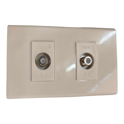 Omni 2 Gang Cable TV Outlet with Plate WWP-112+(WWV-301x2)