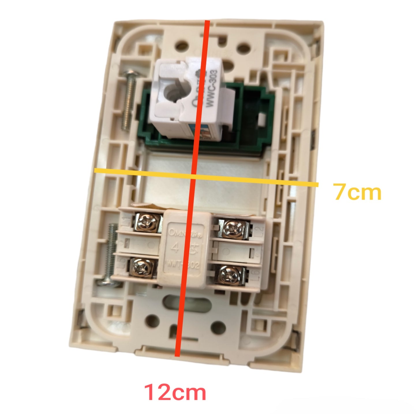 Omni 2 Gang LAN and Telephone Outlet with Stainless Plate Cover WWP-112S+WWT-302+WWC-303
