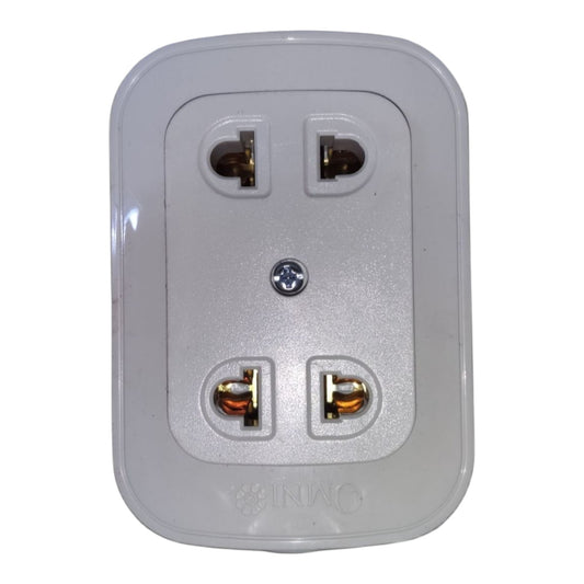 A white INWO 3-hole outlet cover plate shown from the front against a white background.