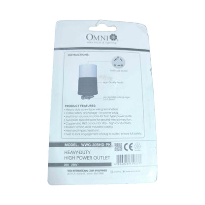 Omni 30A 2p+E Twist Lock Outlet Cord Connector Type WWG-30BHD