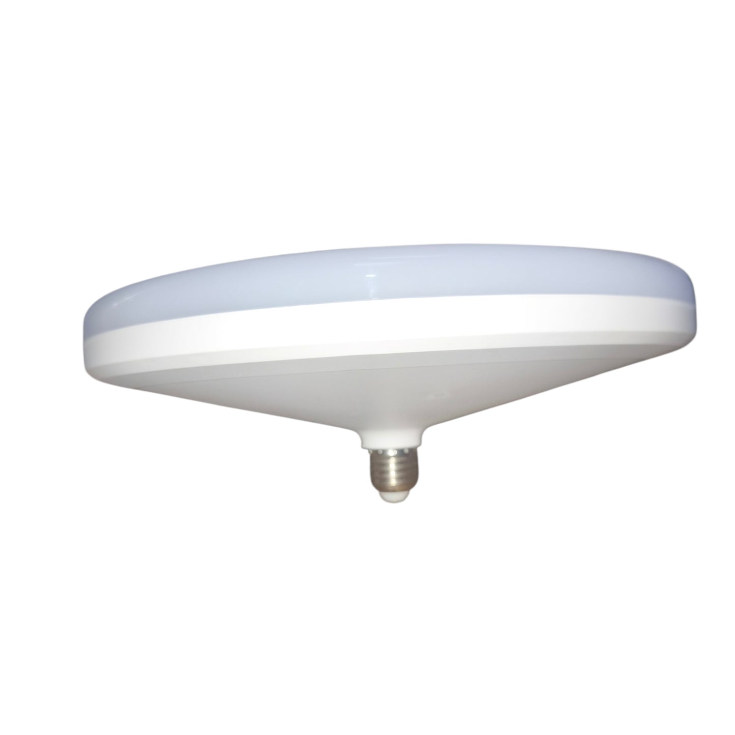 A modern, wide-angle LED ceiling light with a white diffuser and a silver E14 screw base, shown against a plain white background.