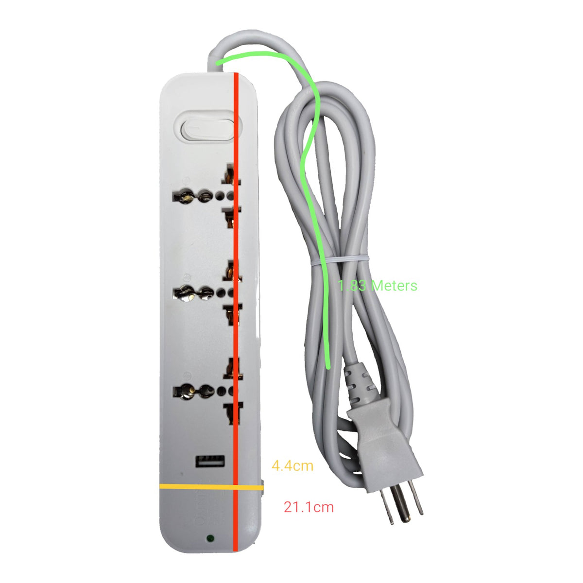 Omni 3 Gang Extension Cord With USB Outlet Universal Outlet and USB with 1 Main Switch 2500W 2.1A USB 5V USB-301-PK - photo 5
