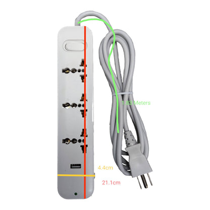 Omni 3 Gang Extension Cord With USB Outlet Universal Outlet and USB with 1 Main Switch 2500W 2.1A USB 5V USB-301-PK - photo 5