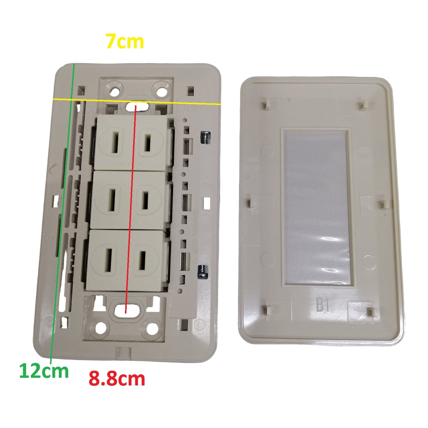 Omni Classis Series 3 Gang Regular Outlet 16A 250V with Plate Cover WEP-103+(WER-200x3)