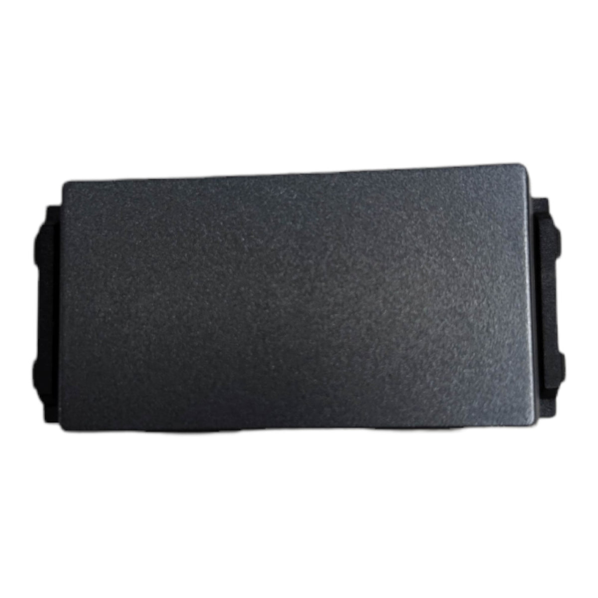 A black textured rectangular panel or cover with small side tabs, shown against a plain white background.