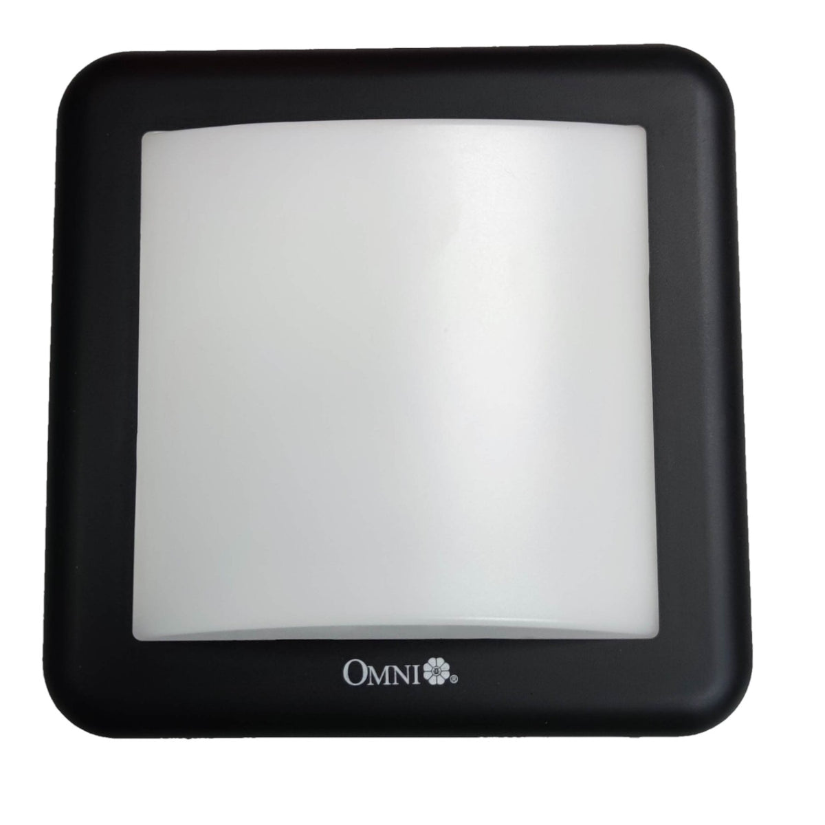 A square black light panel with a frosted white diffuser and the brand name 'OMNI' printed at the bottom, shown against a plain white background.