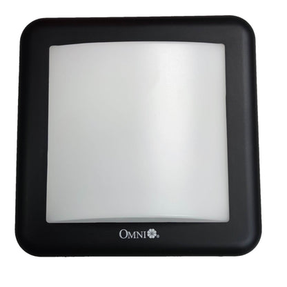 A square black light panel with a frosted white diffuser and the brand name 'OMNI' printed at the bottom, shown against a plain white background.