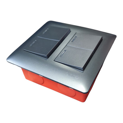 Omni 4 Gang Illuminated Switch 15A 250V Designer Series Graphite DWP-116+DWS-314X4(DG)+WUB-002