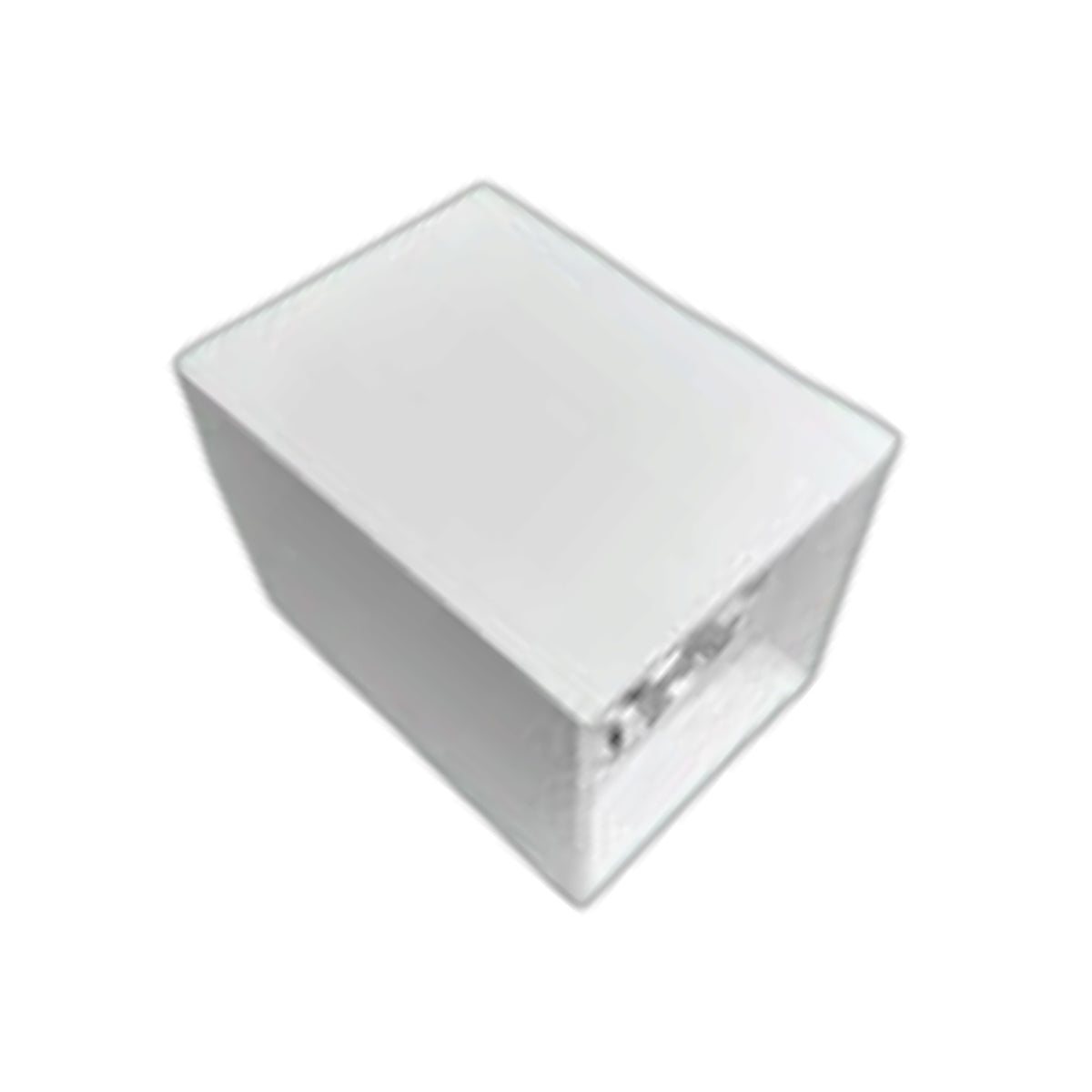 A square white glass container or box with a transparent lid, shown at an angle on a plain white background.