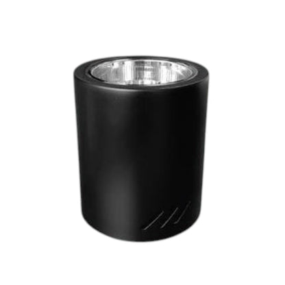A matte black cylindrical cup holder or speaker-like component with a metallic silver inner rim, shown on a plain white background.
