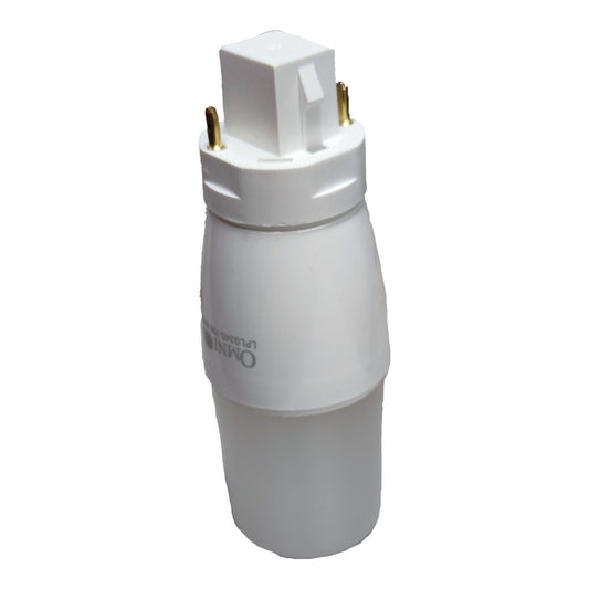 A white GU10 LED light bulb socket adapter with a white plastic body, a white top connector block, and two gold metal pins, shown on a plain white background.