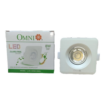Omni LED downlight with packaging on a white background