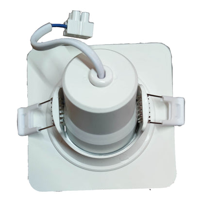 White ceiling fan motor assembly on a white background
