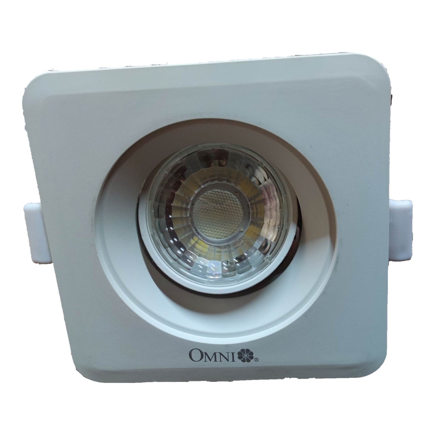 White recessed ceiling light with 'OMNI' branding on a white background