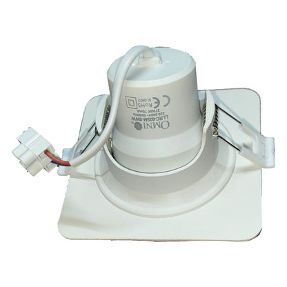 White ceiling light fixture with visible branding on a white background