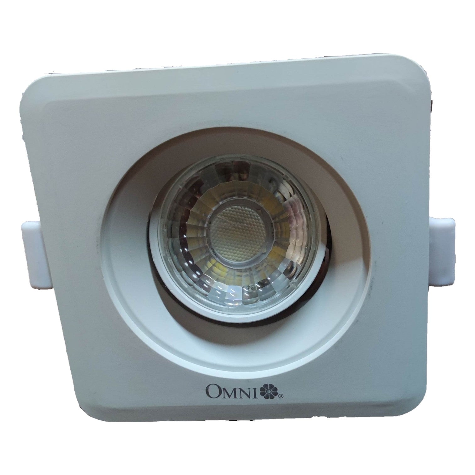 White recessed ceiling light with 'OMNI' branding on a white background