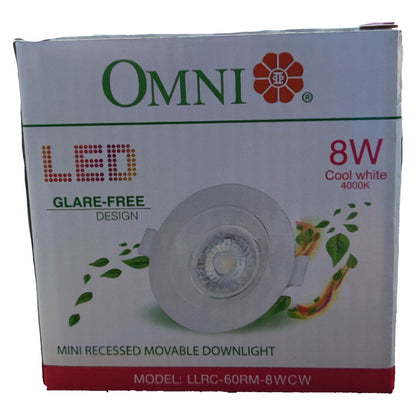 Box of Omni LED mini recessed movable downlight with green and red accents