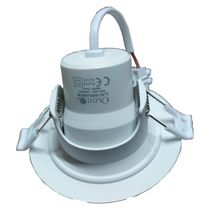 White LED downlight fixture on a white background