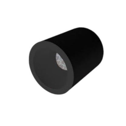 A black cylindrical recessed spotlight with a silver reflective interior, shown at an angle on a plain white background.