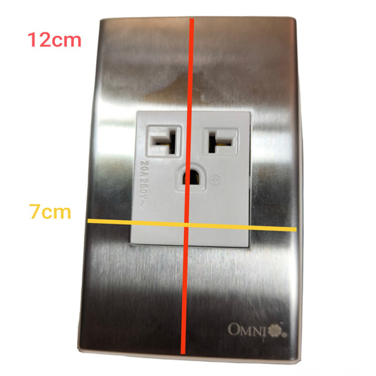 Omni Aircon Tandem Outlet 20A 250V with Stainless Plate Cover  WWP-111S+WWA-401