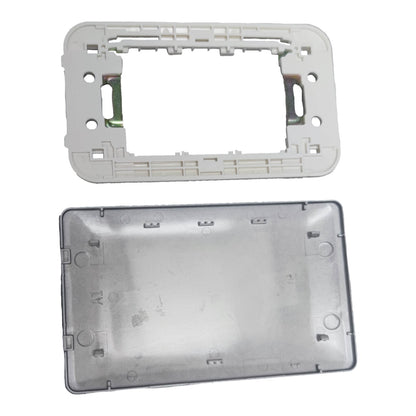 A pair of replacement plastic electrical junction boxes or panel covers, one white top cover and one silver-gray bottom cover, shown on a plain white background.