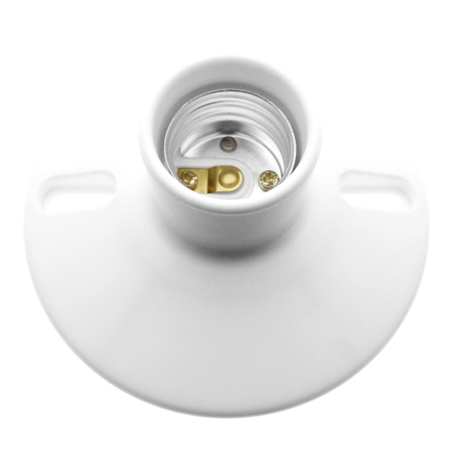 White light bulb socket on a white background