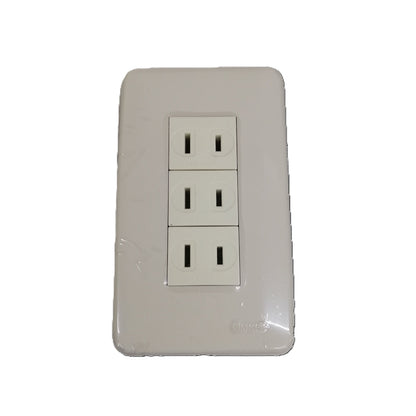 Omni Classis Series 3 Gang Regular Outlet 16A 250V with Plate Cover WEP-103+(WER-200x3)