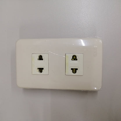Omni Classis Series 2 Gang Universa Outlet 16A 250V with Plate Cover WEP-102+(WEU-200x2) I