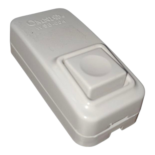 A white plastic doorbell push button module with a recessed square button on top, featuring the brand name 'OAINES' and model 'WSB-004' embossed on the upper left corner, set against a plain white background.