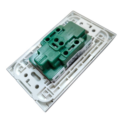 A replacement electrical switch module featuring a green terminal block connector secured to a white plastic mounting plate, shown on a plain white background.