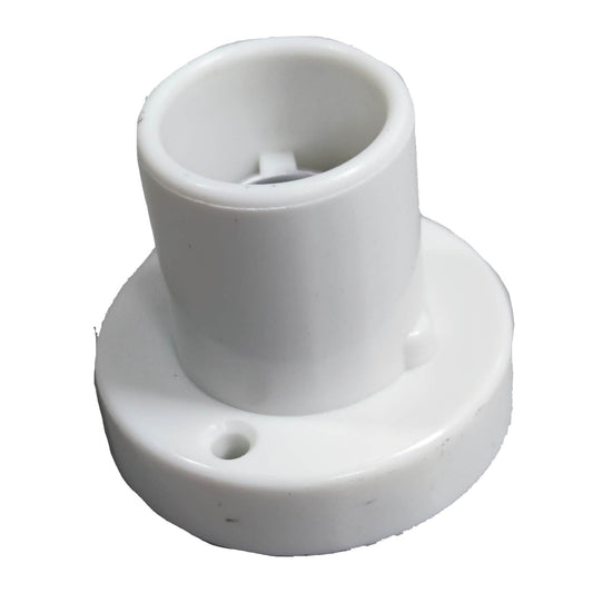 White plastic fitting on a white background Omni E-14 Lamp Socket 10A 220V PVC Type Surface Mounted E14-015 Electx Electrical Supply